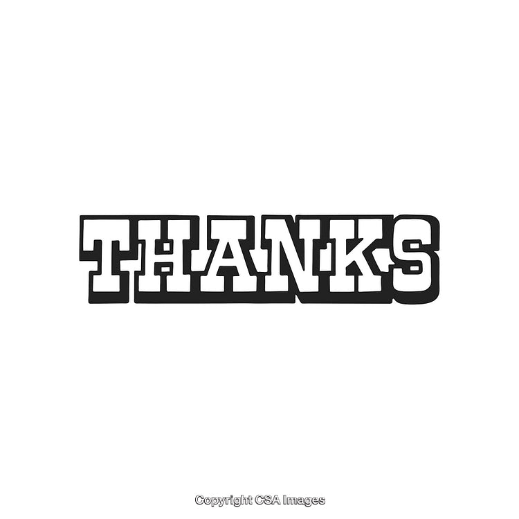 Bold Typography Word 'Thanks' in Black on a White Background