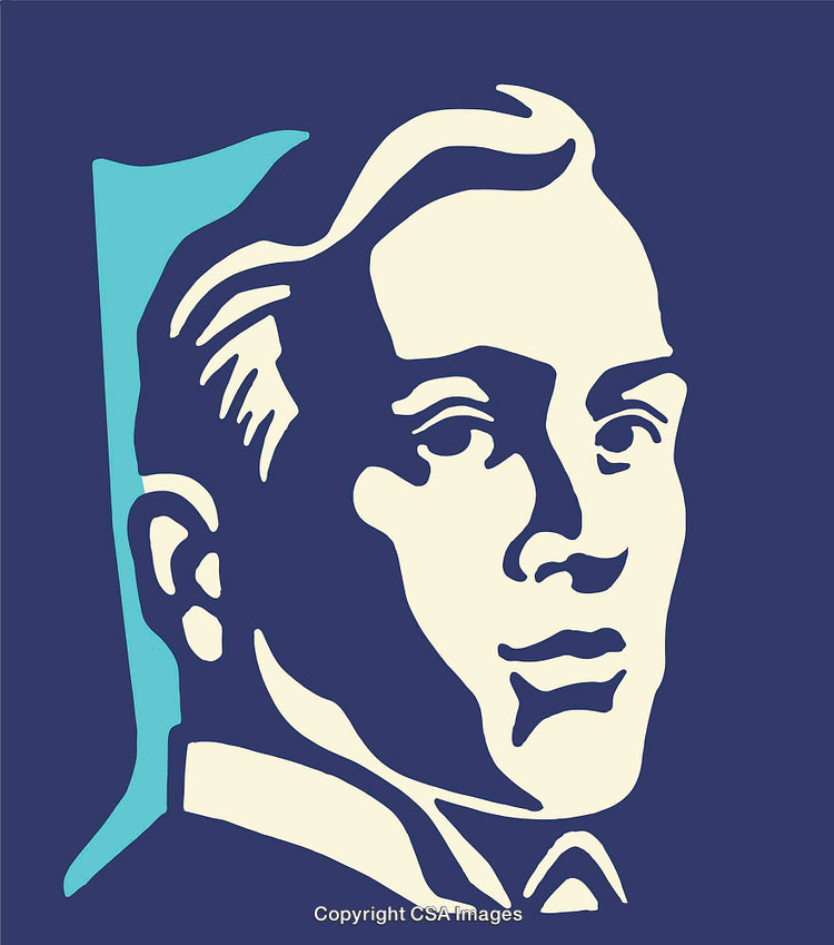 Elegant Line Art Portrait of a Man in Bold Minimalist Colors