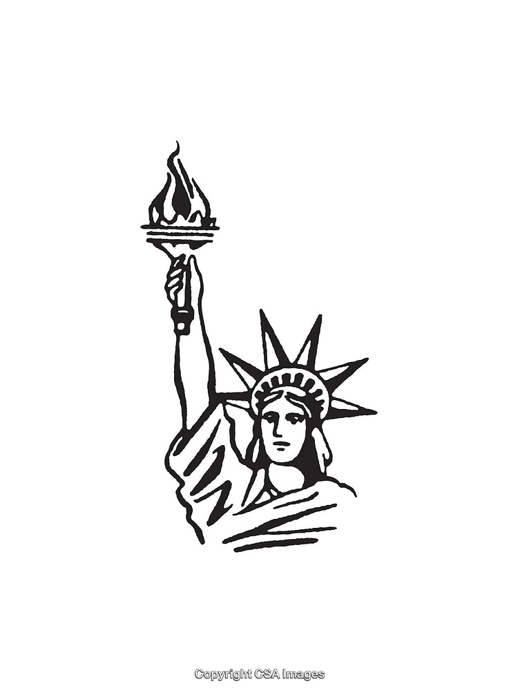 Black and White Line Art of the Statue of Liberty Torch