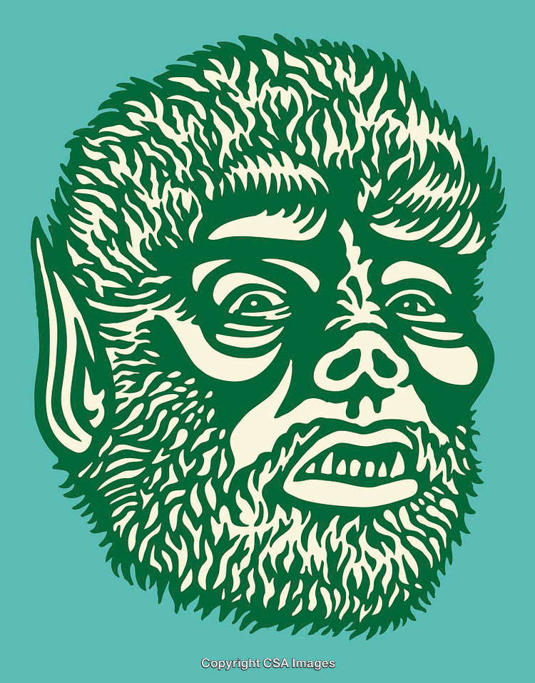 Green Line Art Werewolf Illustration with Bold and Expressive Design Elements