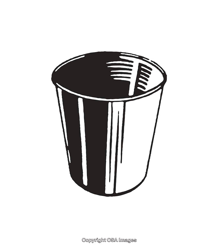 Black and White Illustration of a Simple Metal Bucket
