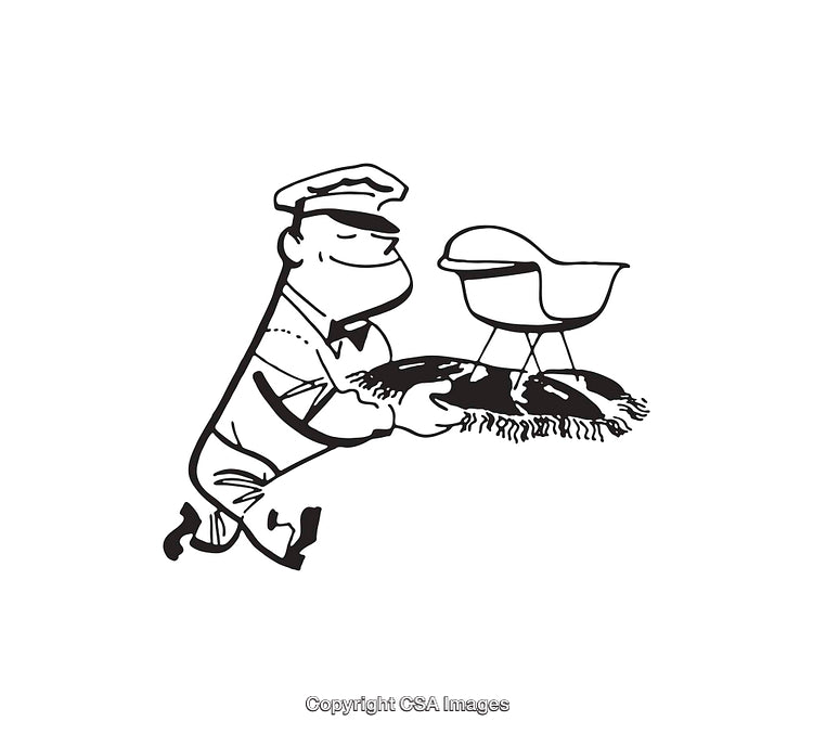Vintage Deliveryman Carrying a Parcel with Classic Line Art Style