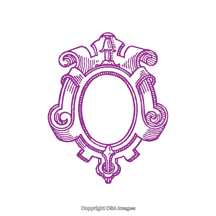 Elegant Baroque Styled Ornate Frame Illustration with Vintage Purple Design
