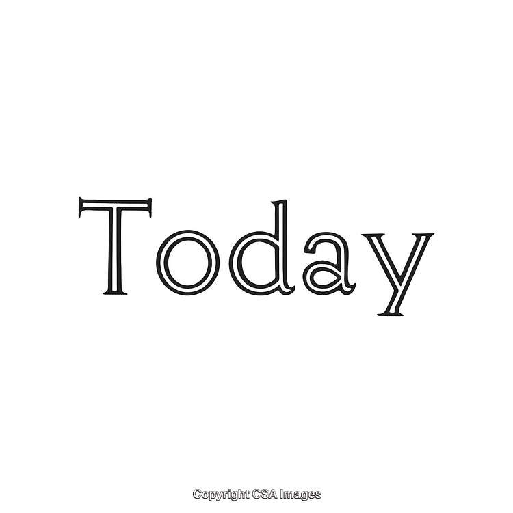 Word 'Today' in Artistic Font on Simple White Background