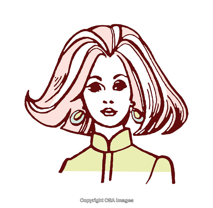 Retro Styled Illustration of a Woman with a Fashionable Bob Hairstyle