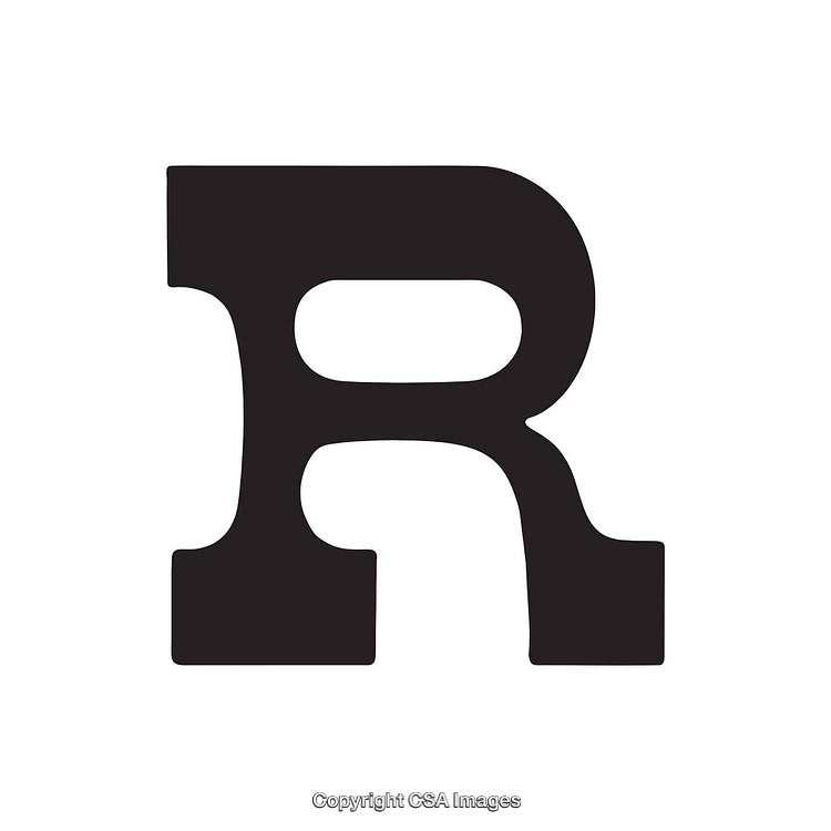 Bold Serif Capital R on Plain White Background