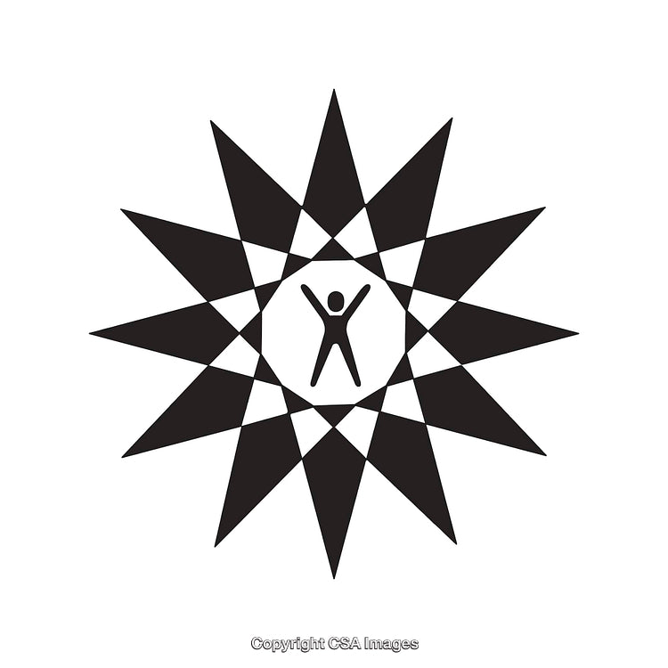 Abstract Geometric Starburst Design with Human Silhouette Centered