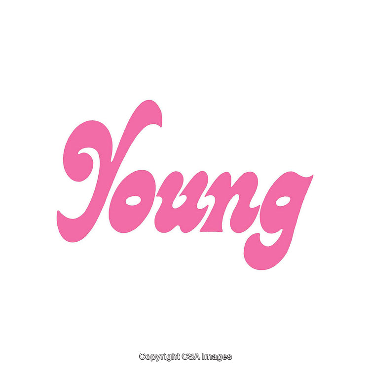 Pink Typography Featuring the Word 'Young' in Cursive Script Style