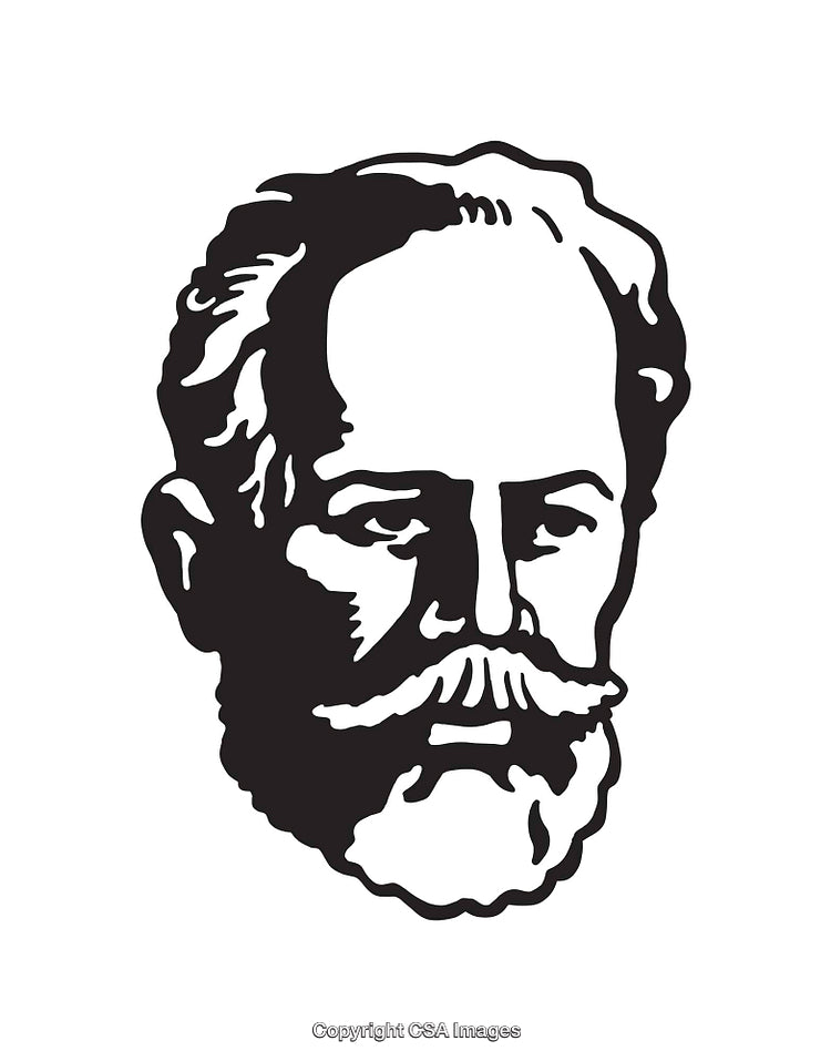 Black and White Line Art Illustration of a Bearded Man's Face