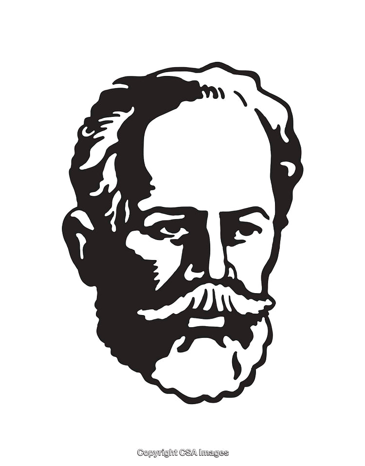 Black and White Line Art Illustration of a Bearded Man's Face