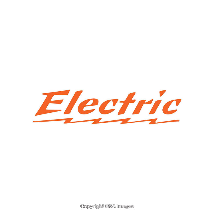Bold Orange Electric Text with Lightning Motif on White Background