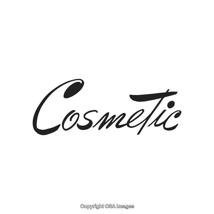 Classic Black Script Typography of Word Cosmetic on White Background