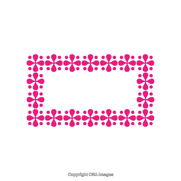 Vibrant Pink Geometric Floral Frame Design on White Background