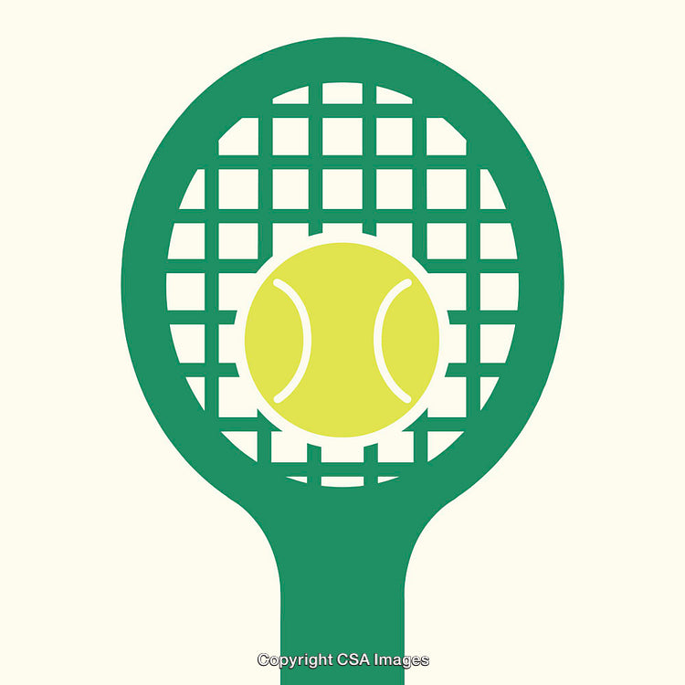 Minimalistic Illustration of a Tennis Ball and Racket in Green