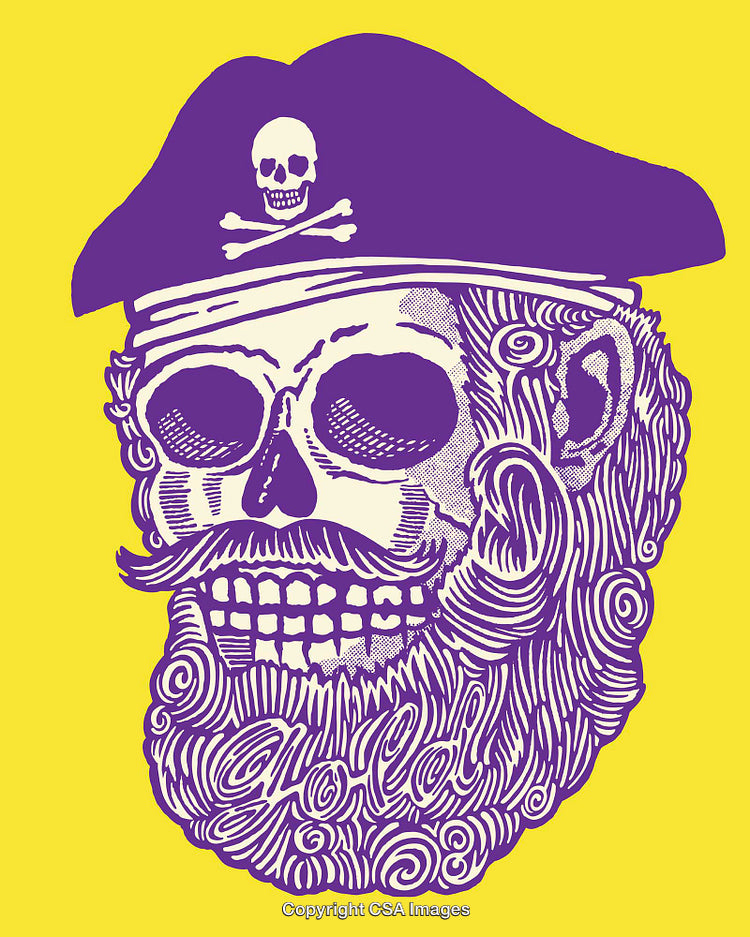 Colorful Pirate Skull Illustration with Vibrant Colors and Intricate Details