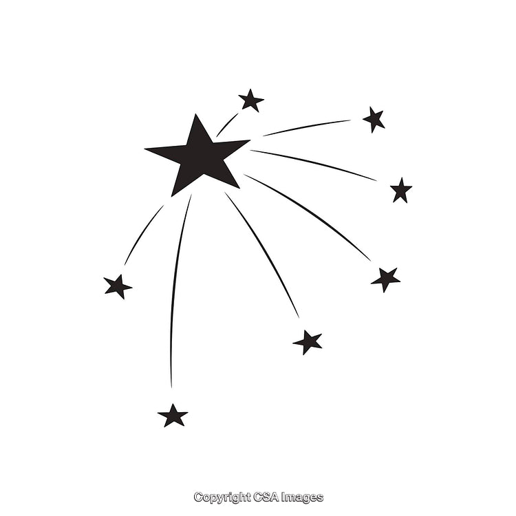 Black and White Star Dingbat with Radiating Streaks