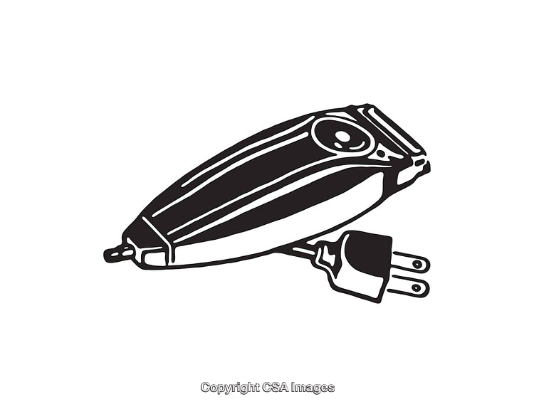 Monochrome Line Art of Electric Hair Clipper with Power Cord