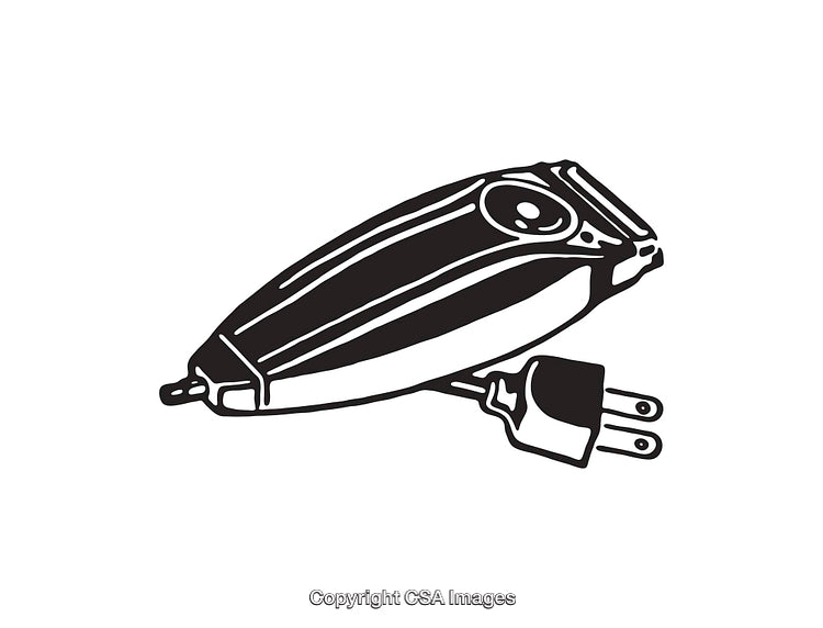 Monochrome Line Art of Electric Hair Clipper with Power Cord