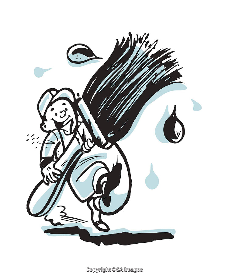 Whimsical Illustration of a Painter with a Giant Brush