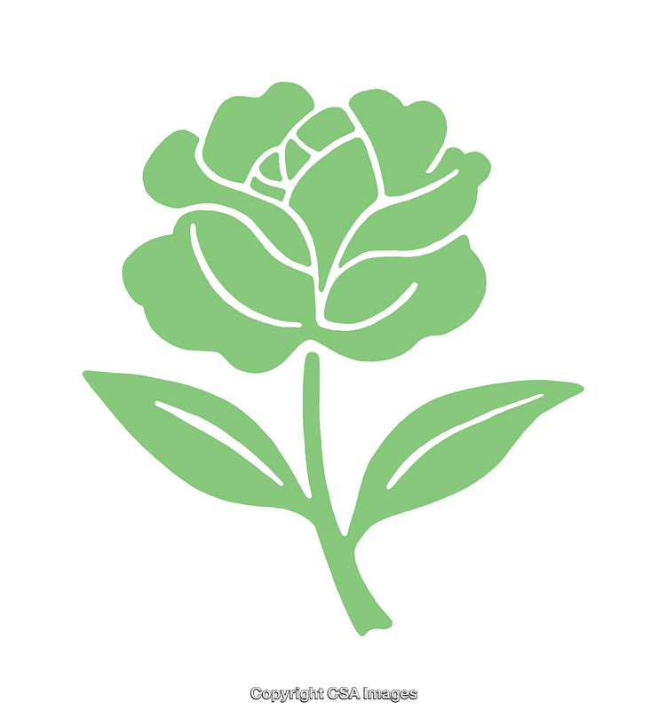 Simple Green Floral Design Icon on White Background in Minimal Style