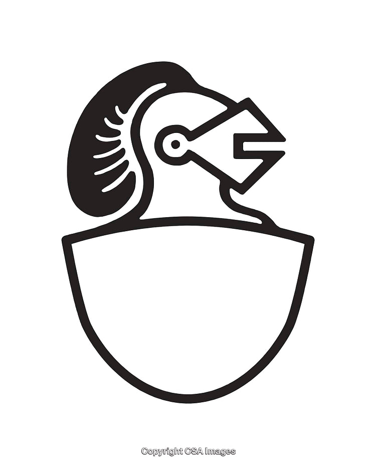 Minimalist Black and White Knight Line Art Illustration