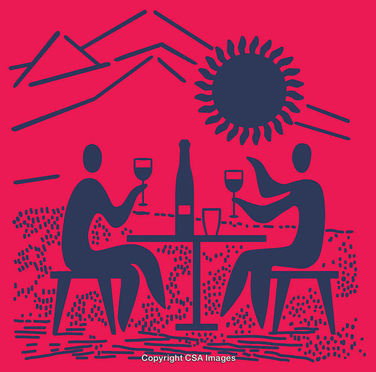 Two People Sharing Drinks Outdoors Under the Sun