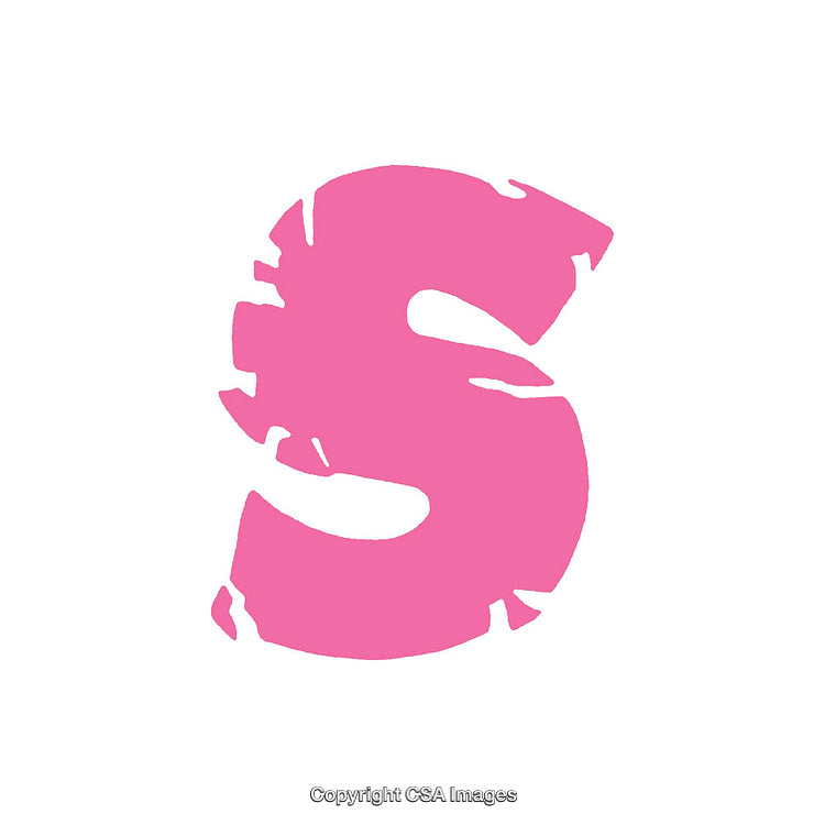 Pink Distressed Letter S Isolated on a White Background