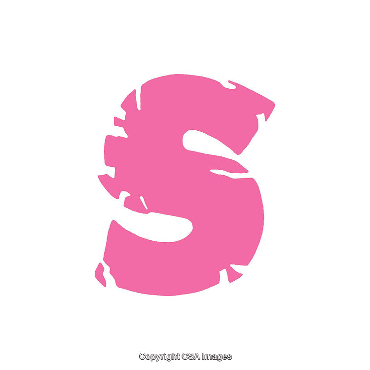 Pink Distressed Letter S Isolated on a White Background