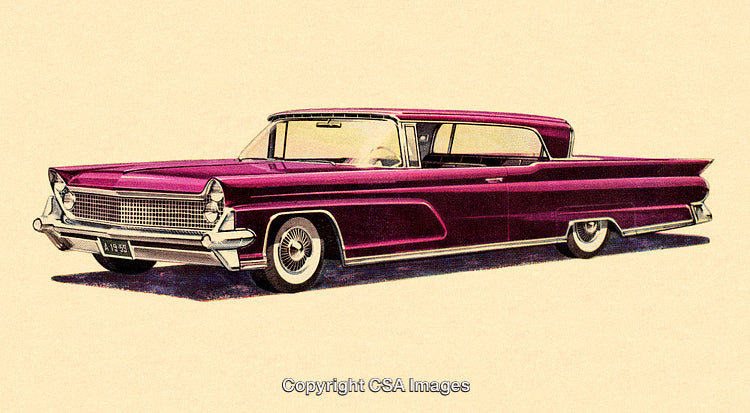 Vintage Purple Classic Car Illustration with Retro Design and Elegant Details