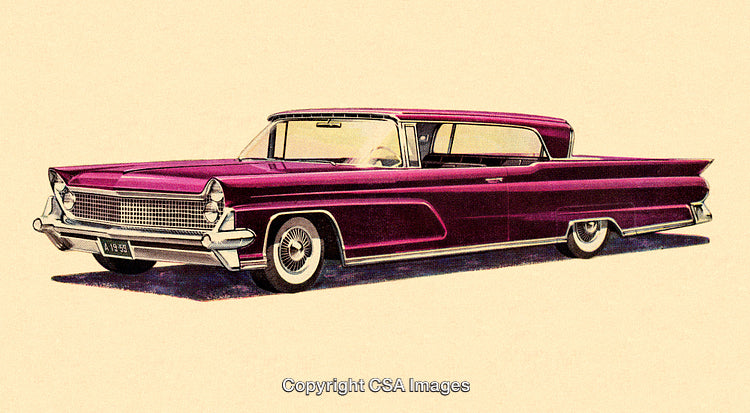 Vintage Purple Classic Car Illustration with Retro Design and Elegant Details