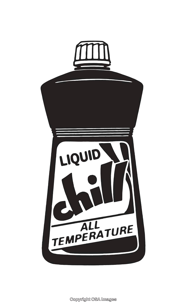 Black and White Line Art of Liquid Bottle Illustration in Retro Design