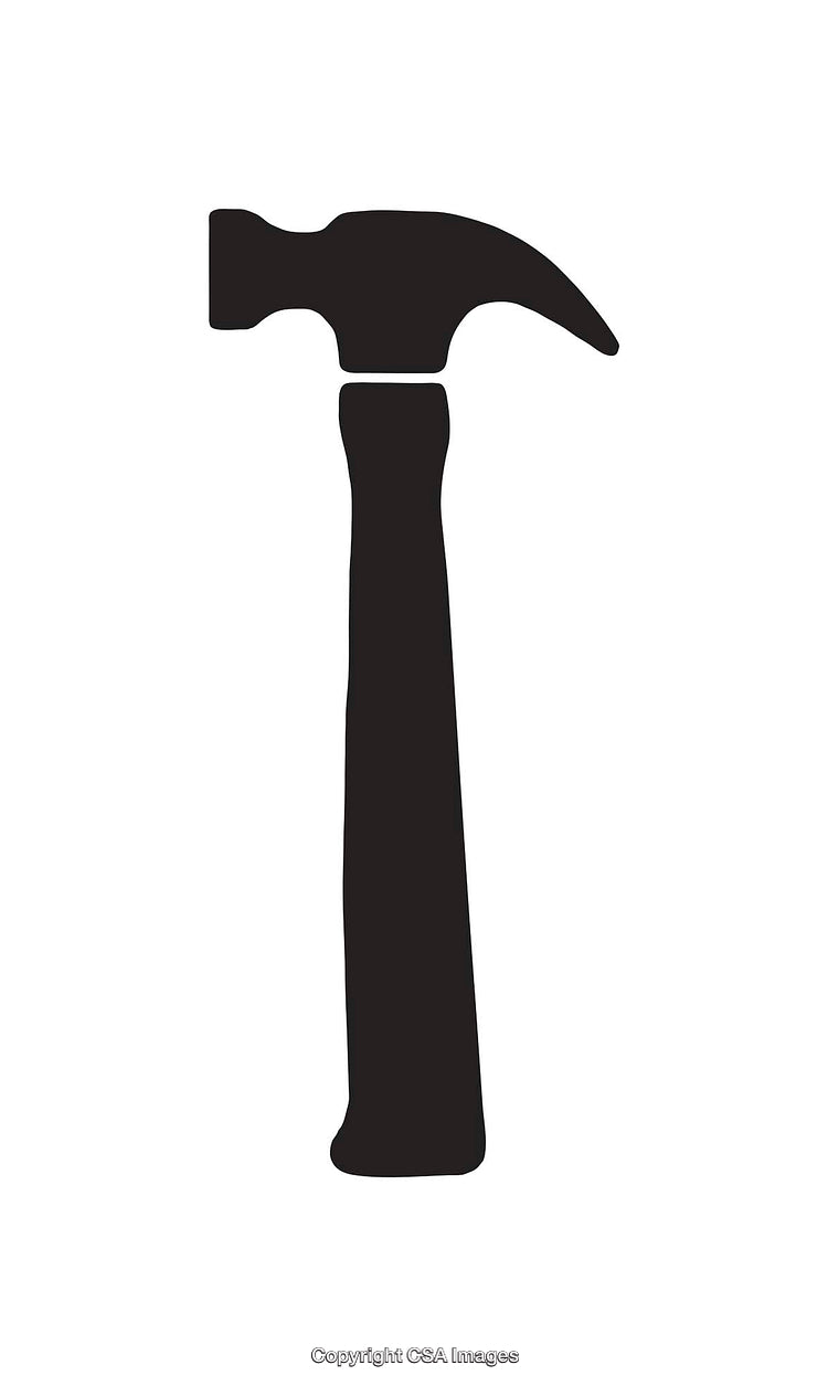 Black Silhouette of a Hammer on White Background Icon Design