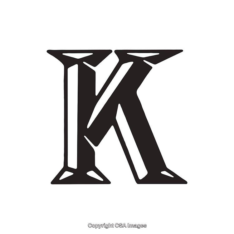 Stylized Black Letter K Design on White Background