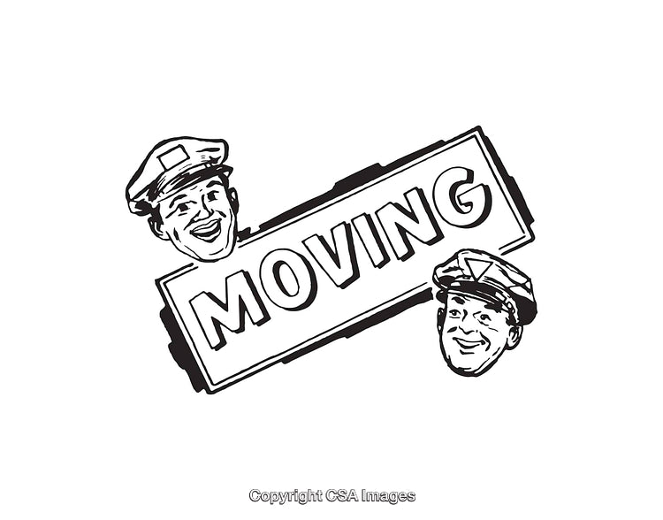 Vintage Black and White Moving Illustrations with Retro Characters