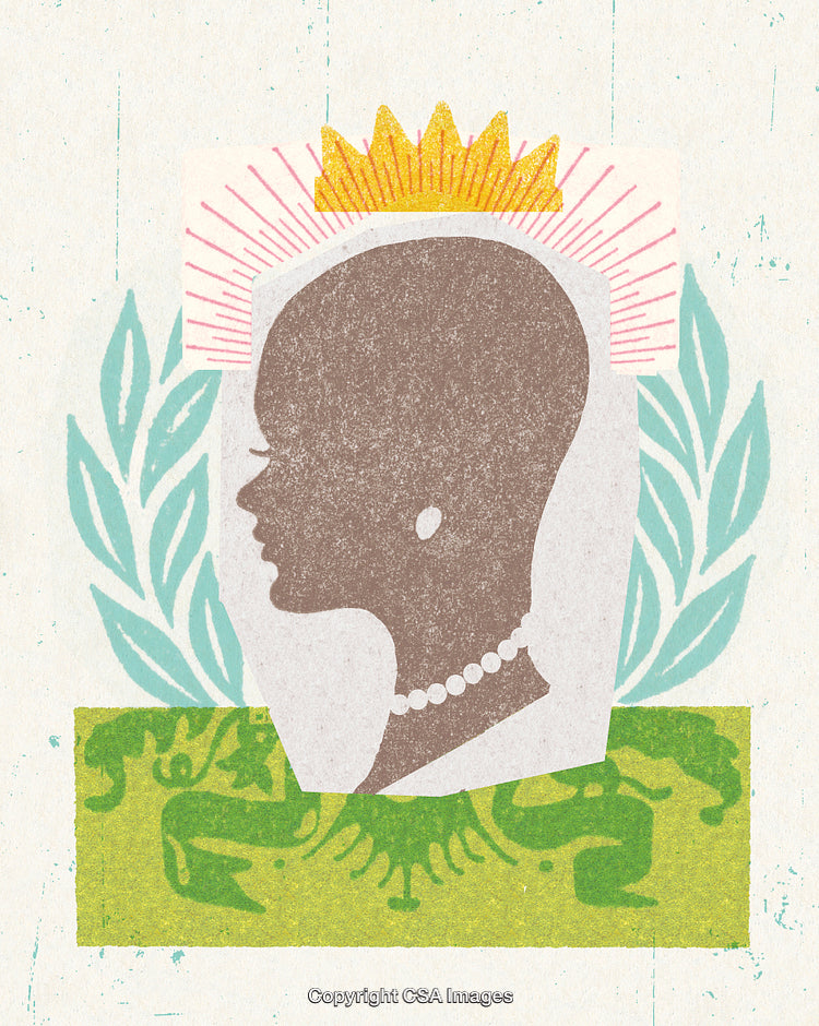 Elegant Silhouette Of A Woman Crowned With Majesty And Natural Elements