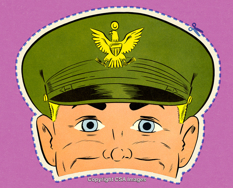 Vintage Cut-Out of Cartoon Soldier with Artistic Style