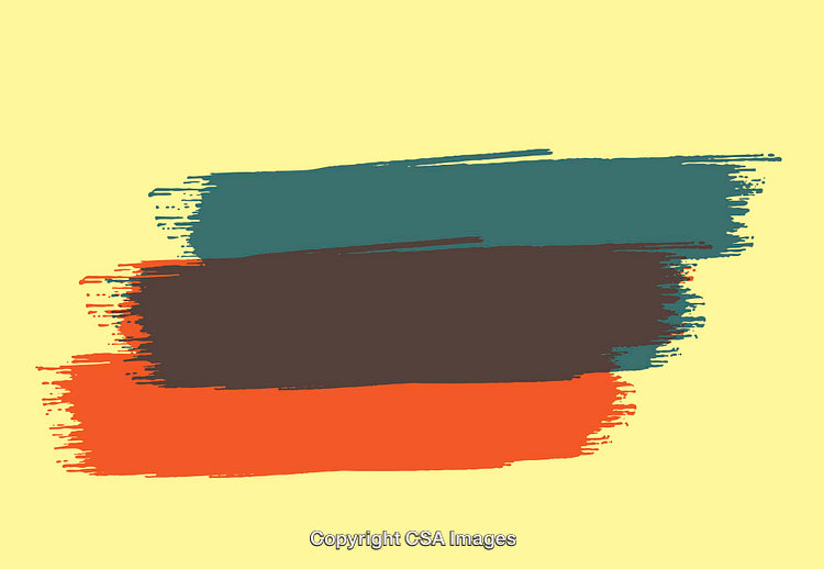 Abstract Colorful Brush Stroke Art on Yellow Background