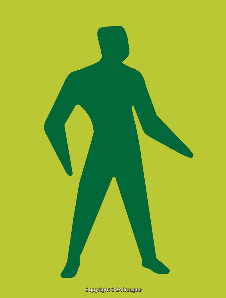 Abstract Silhouette Artwork with Bold Green and Yellow Contrasting Colors