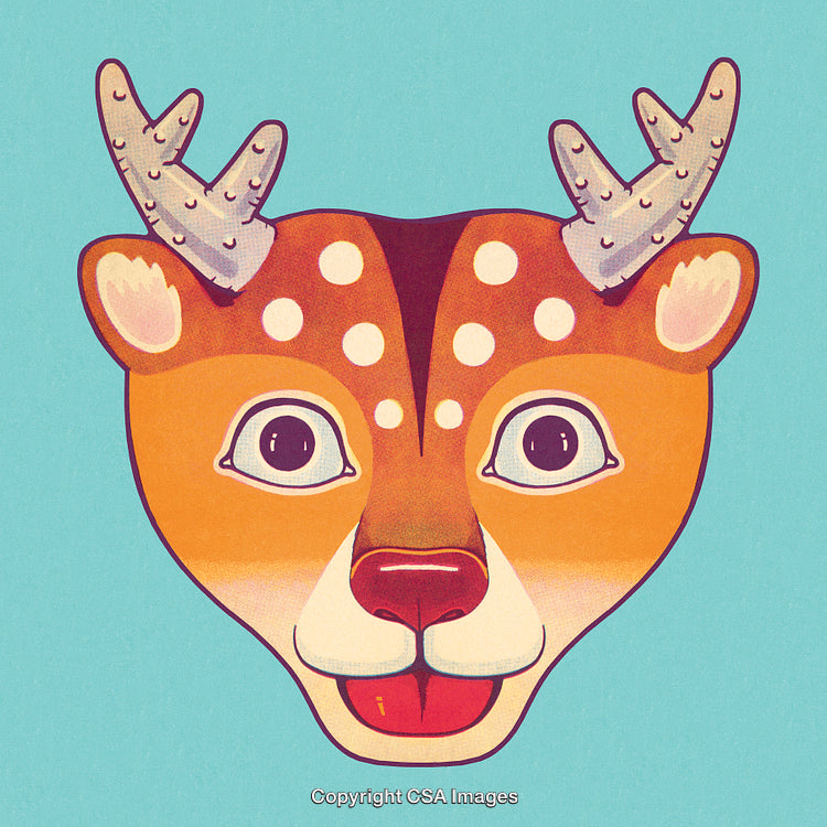 Colorful Cartoon Deer Illustration with a Playful and Whimsical Expression