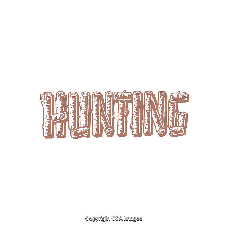 Rustic Log-Inspired Hunting Text Design with Artistic Detailing
