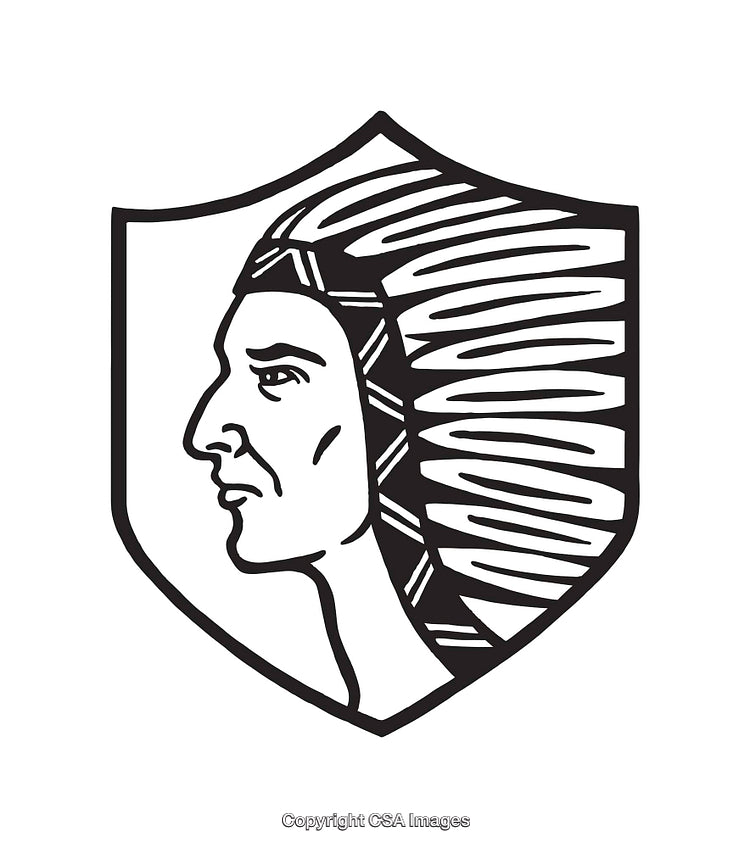 Black and White Line Art of Shield Logo with Side Profile