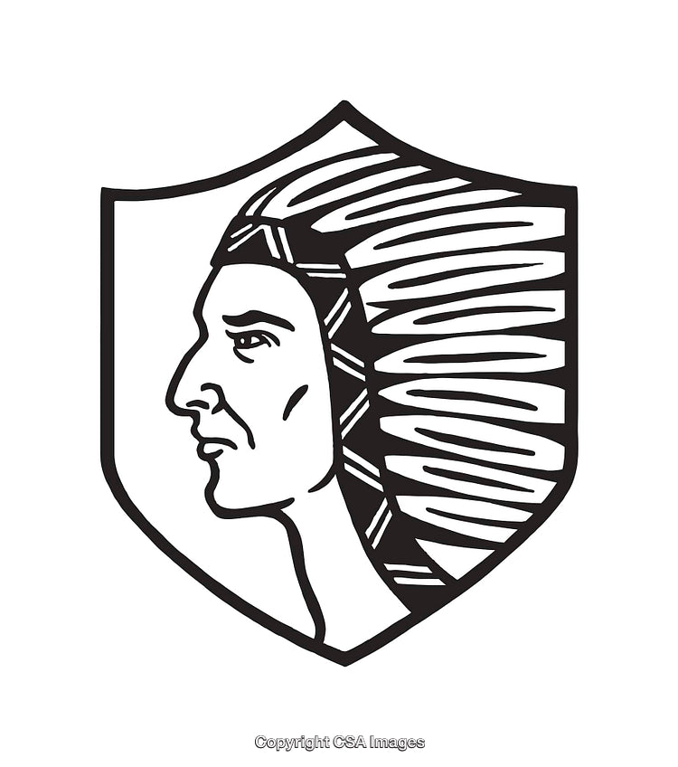 Black and White Line Art of Shield Logo with Side Profile