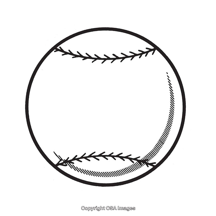 Black and White Line Art Illustration of a Baseball Design