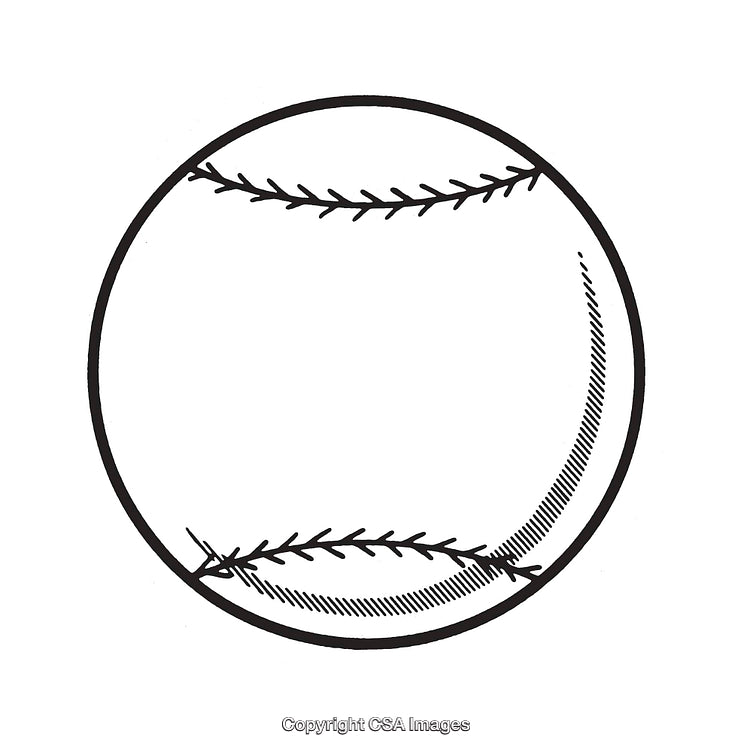 Black and White Line Art Illustration of a Baseball Design