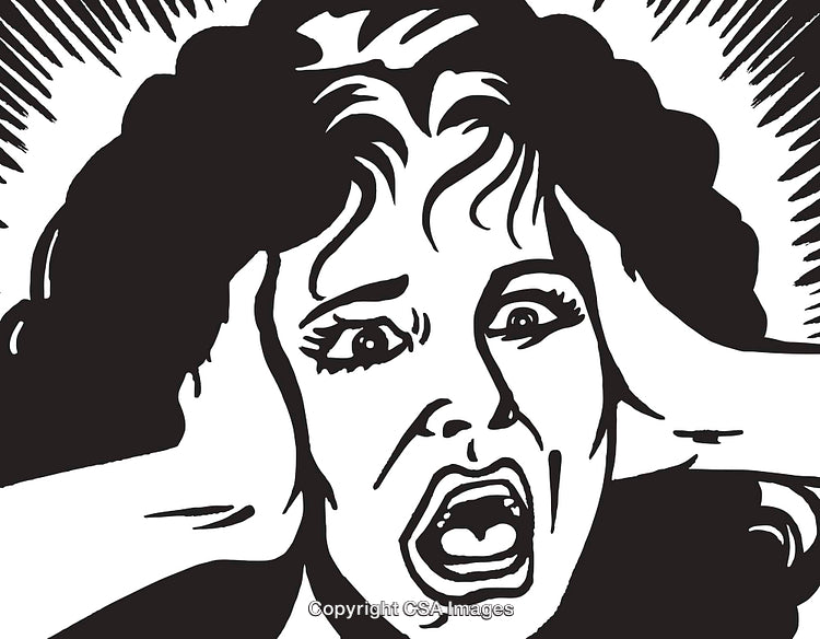 Vintage Pop Art Style Woman Experiencing Shock and Fear in Comic Design