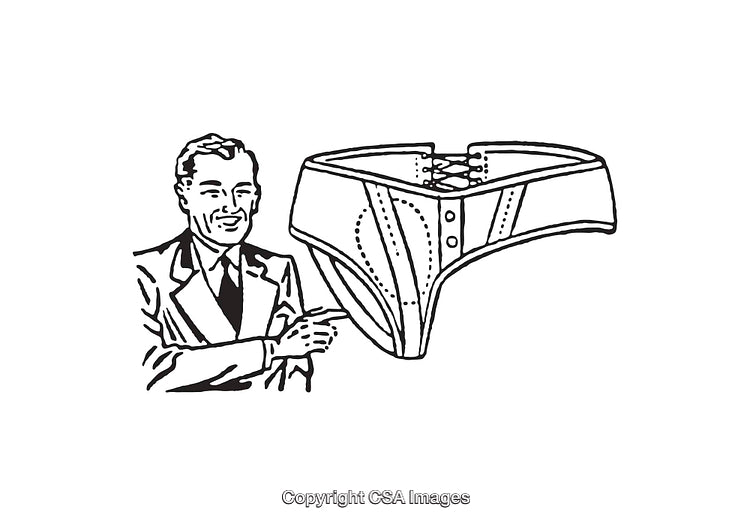 Vintage Black and White Illustration of a Man Showing Garment Design