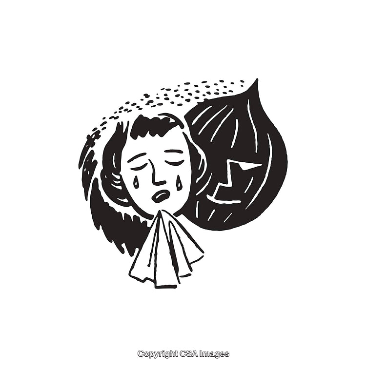 Black and White Line Art Illustration of a Tearful Person and Leaf