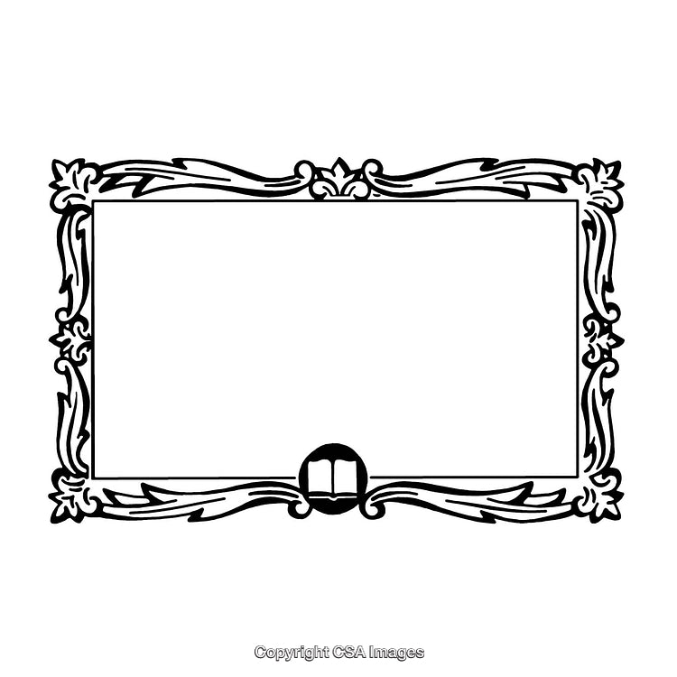 Elegant Black and White Ornate Border Design With Open Book Motif