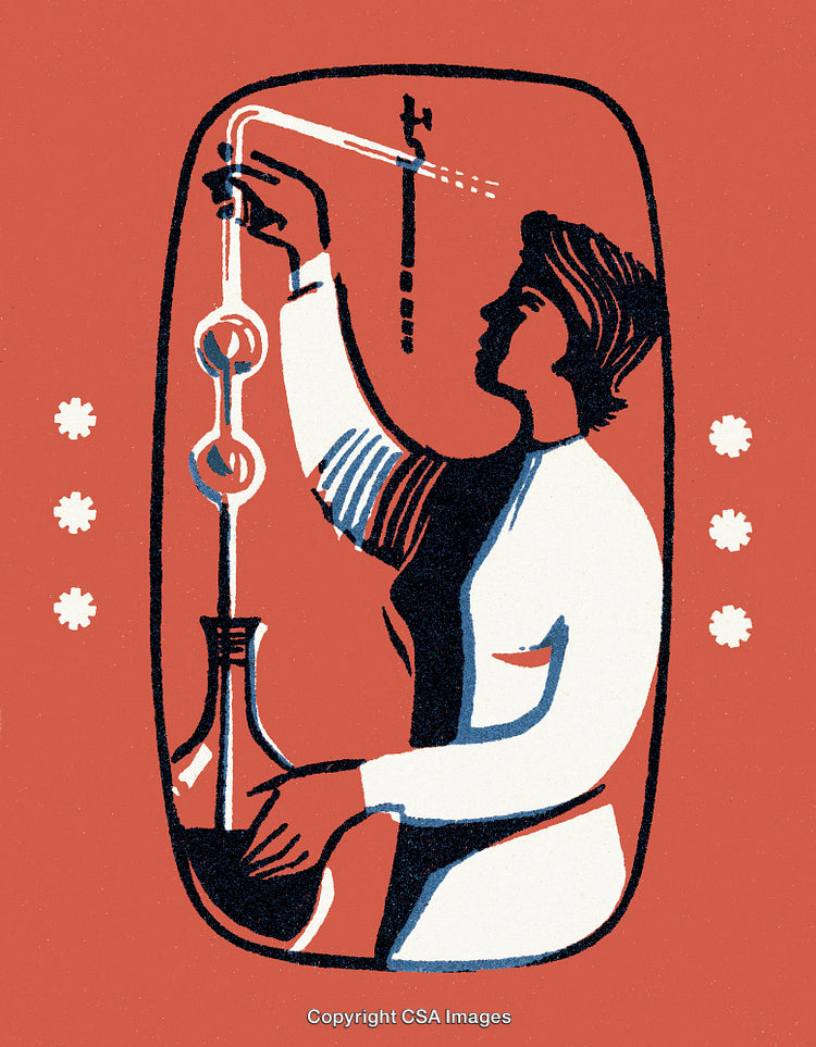 Scientific Illustration Depicting a Researcher Conducting Laboratory Experiments