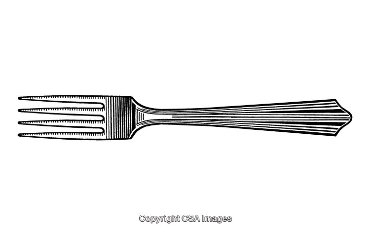 Detailed Black and White Engraving of a Vintage Fork Illustration